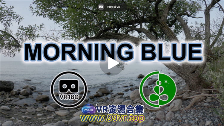 180°全景VR视频：清晨蓝色放松VR180自然体验轻柔海浪和覆盖天空 0609-18